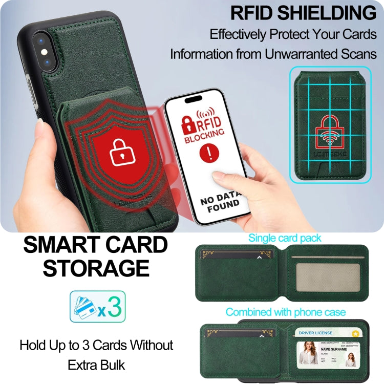 For iPhone XS / X LC.IMEEKE L3 Series Detachable RFID Card Bag Magsafe Phone Case(Green) - More iPhone Cases by LC.IMEEKE | Online Shopping UK | buy2fix