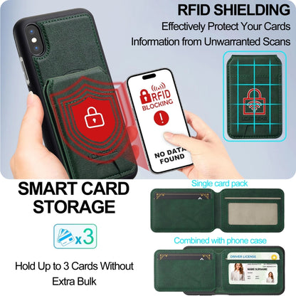 For iPhone XS / X LC.IMEEKE L3 Series Detachable RFID Card Bag Magsafe Phone Case(Green) - More iPhone Cases by LC.IMEEKE | Online Shopping UK | buy2fix
