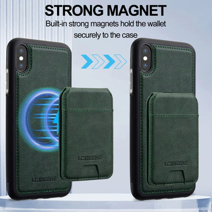 For iPhone XS / X LC.IMEEKE L3 Series Detachable RFID Card Bag Magsafe Phone Case(Green) - More iPhone Cases by LC.IMEEKE | Online Shopping UK | buy2fix