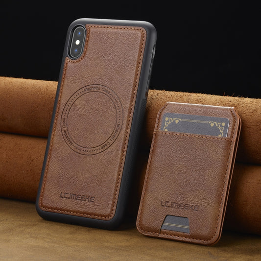 For iPhone XS Max LC.IMEEKE L3 Series Detachable RFID Card Bag Magsafe Phone Case(Brown) - More iPhone Cases by LC.IMEEKE | Online Shopping UK | buy2fix