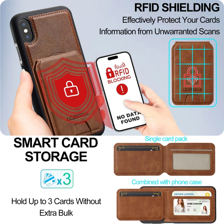 For iPhone XS Max LC.IMEEKE L3 Series Detachable RFID Card Bag Magsafe Phone Case(Brown) - More iPhone Cases by LC.IMEEKE | Online Shopping UK | buy2fix