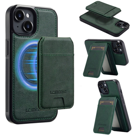 For iPhone 13 mini LC.IMEEKE L3 Series Detachable RFID Card Bag Magsafe Phone Case(Green)