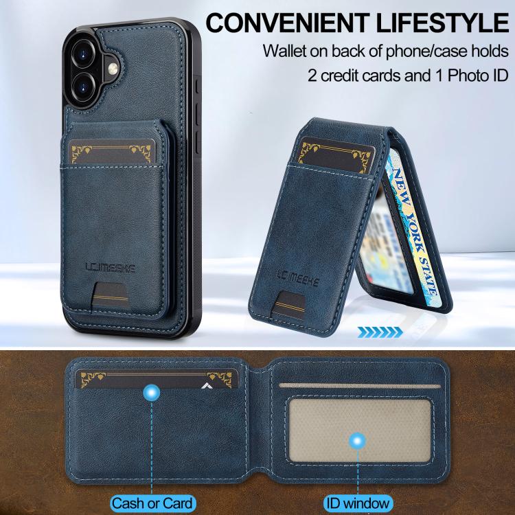 For iPhone 17 LC.IMEEKE L3 Series Detachable RFID Card Bag Magsafe Phone Case(Blue) - iPhone 17 Cases by LC.IMEEKE | Online Shopping UK | buy2fix