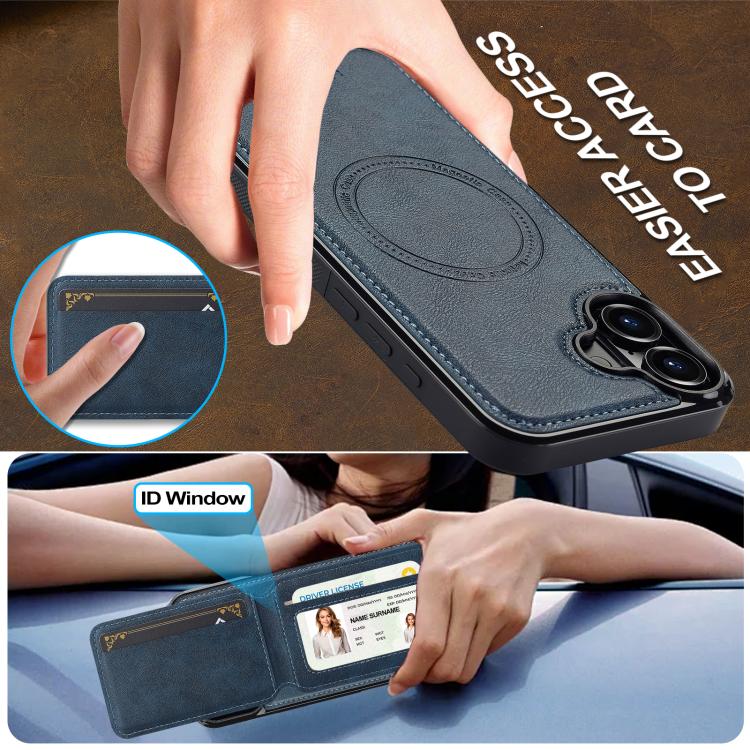 For iPhone 17 LC.IMEEKE L3 Series Detachable RFID Card Bag Magsafe Phone Case(Blue) - iPhone 17 Cases by LC.IMEEKE | Online Shopping UK | buy2fix