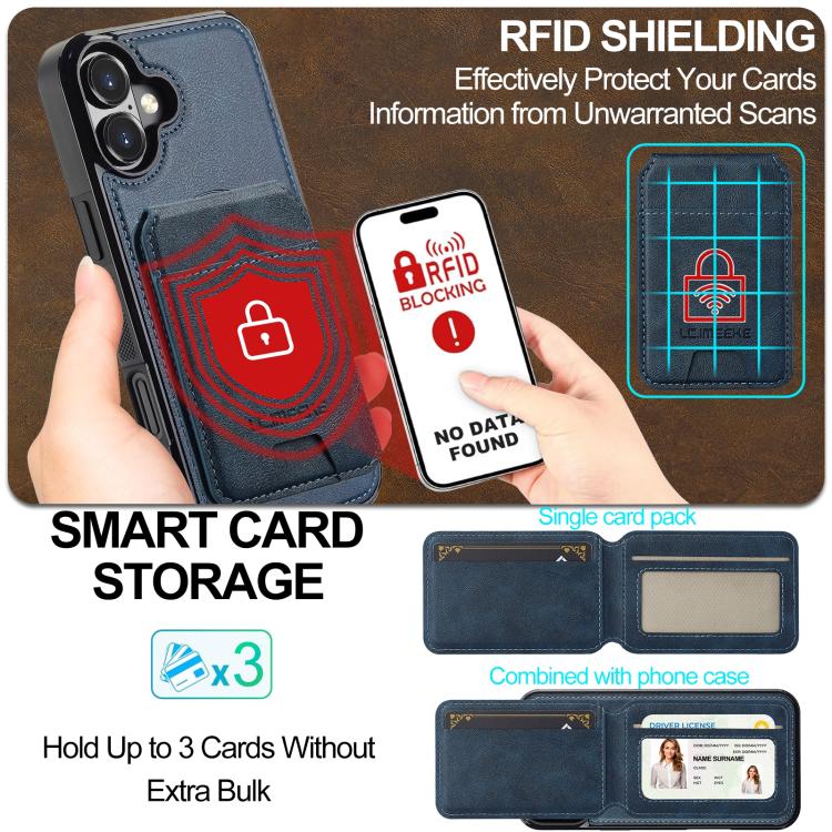 For iPhone 17 LC.IMEEKE L3 Series Detachable RFID Card Bag Magsafe Phone Case(Blue) - iPhone 17 Cases by LC.IMEEKE | Online Shopping UK | buy2fix