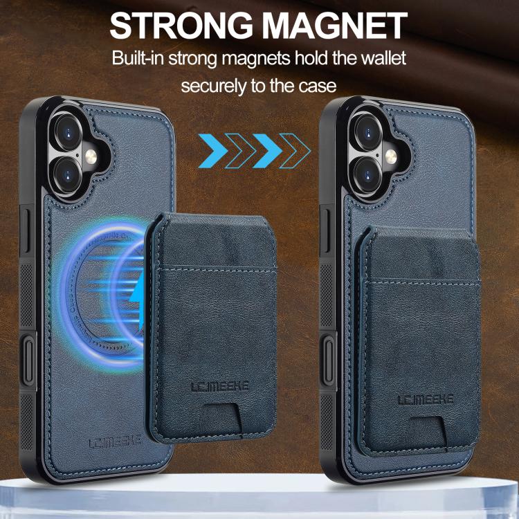 For iPhone 17 LC.IMEEKE L3 Series Detachable RFID Card Bag Magsafe Phone Case(Blue) - iPhone 17 Cases by LC.IMEEKE | Online Shopping UK | buy2fix