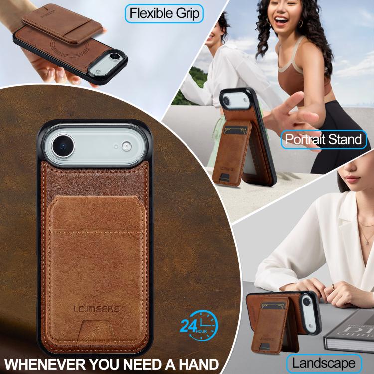 For iPhone 17 Air LC.IMEEKE L3 Series Detachable RFID Card Bag Magsafe Phone Case(Brown) - iPhone 17 Air Cases by LC.IMEEKE | Online Shopping UK | buy2fix