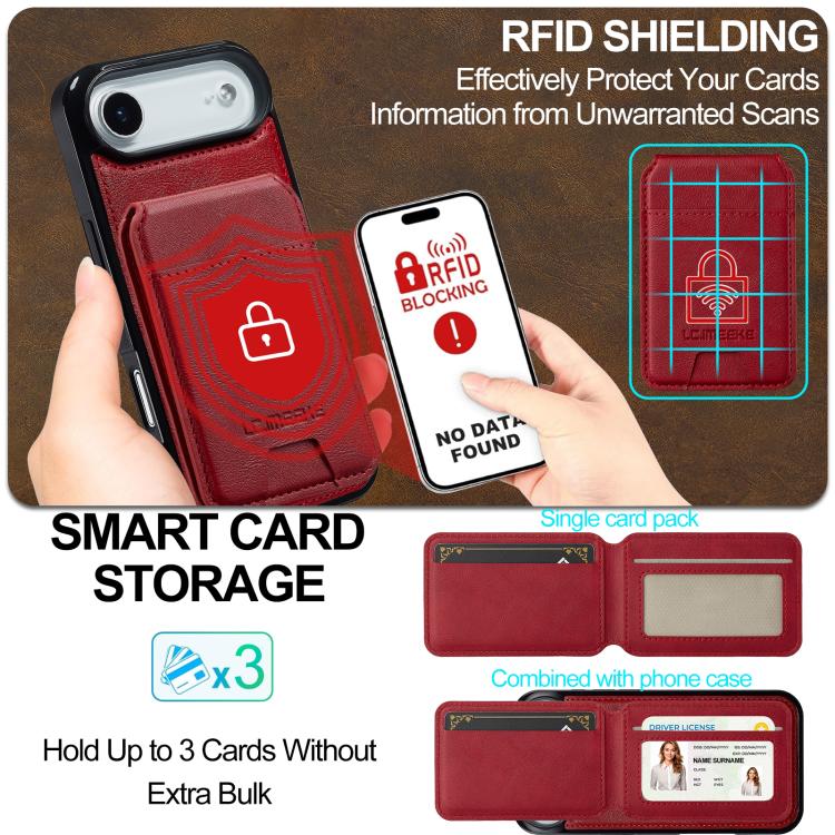 For iPhone 17 Air LC.IMEEKE L3 Series Detachable RFID Card Bag Magsafe Phone Case(Red) - iPhone 17 Air Cases by LC.IMEEKE | Online Shopping UK | buy2fix