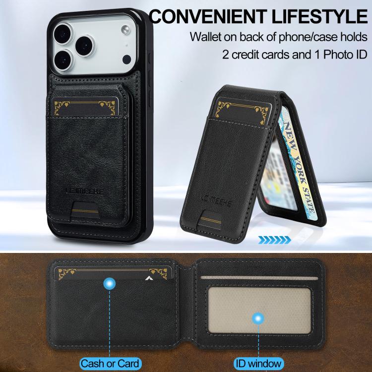 For iPhone 17 Pro LC.IMEEKE L3 Series Detachable RFID Card Bag Magsafe Phone Case(Black) - iPhone 17 Pro Cases by LC.IMEEKE | Online Shopping UK | buy2fix
