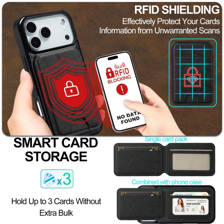 For iPhone 17 Pro LC.IMEEKE L3 Series Detachable RFID Card Bag Magsafe Phone Case(Black) - iPhone 17 Pro Cases by LC.IMEEKE | Online Shopping UK | buy2fix
