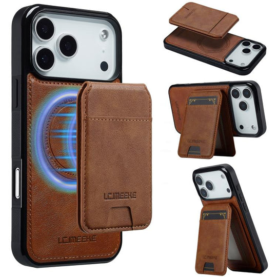 For iPhone 18 Pro / 17 Pro LC.IMEEKE L3 Series Detachable RFID Card Bag Magsafe Phone Case(Brown)