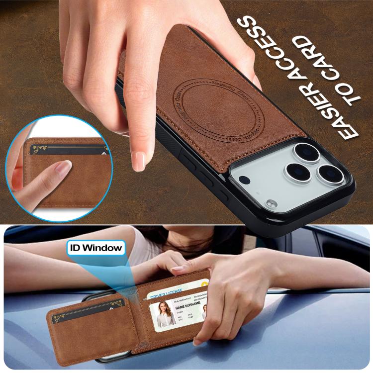 For iPhone 17 Pro LC.IMEEKE L3 Series Detachable RFID Card Bag Magsafe Phone Case(Brown) - iPhone 17 Pro Cases by LC.IMEEKE | Online Shopping UK | buy2fix