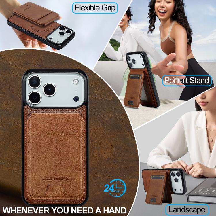For iPhone 17 Pro LC.IMEEKE L3 Series Detachable RFID Card Bag Magsafe Phone Case(Brown) - iPhone 17 Pro Cases by LC.IMEEKE | Online Shopping UK | buy2fix