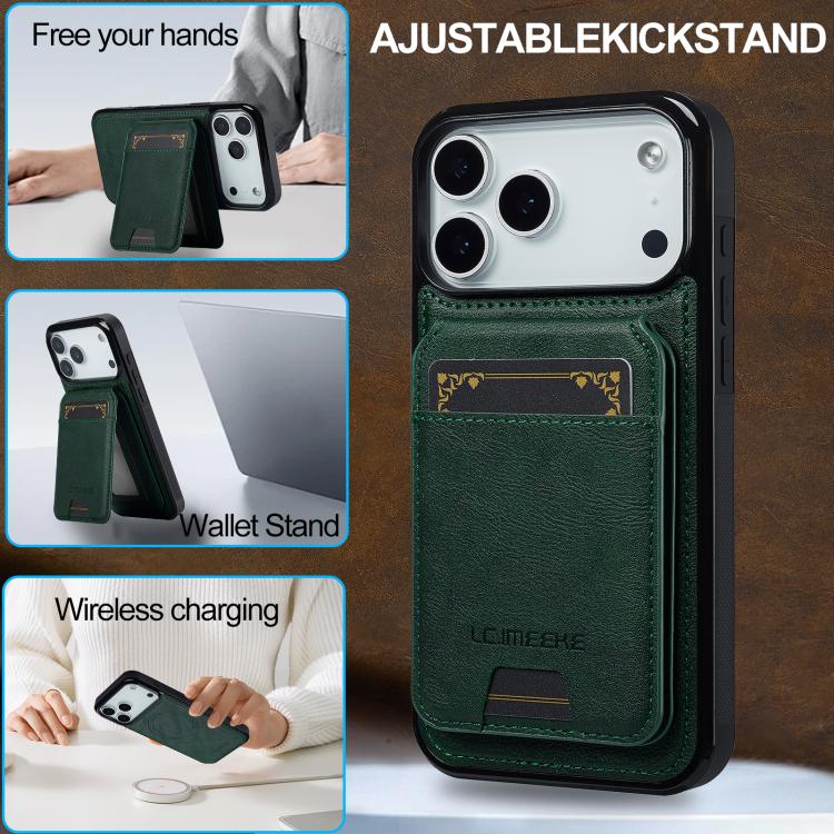 For iPhone 17 Pro LC.IMEEKE L3 Series Detachable RFID Card Bag Magsafe Phone Case(Green) - iPhone 17 Pro Cases by LC.IMEEKE | Online Shopping UK | buy2fix