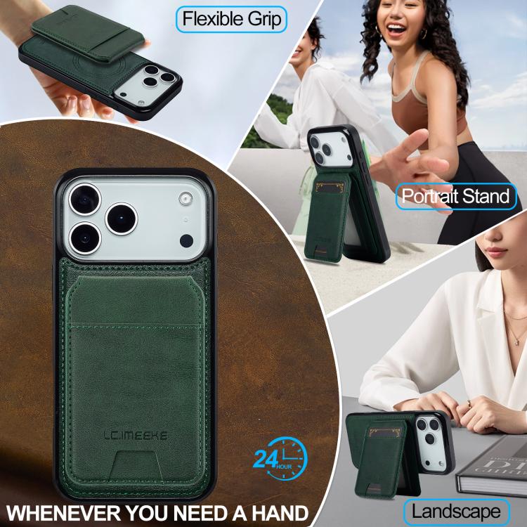 For iPhone 17 Pro LC.IMEEKE L3 Series Detachable RFID Card Bag Magsafe Phone Case(Green) - iPhone 17 Pro Cases by LC.IMEEKE | Online Shopping UK | buy2fix