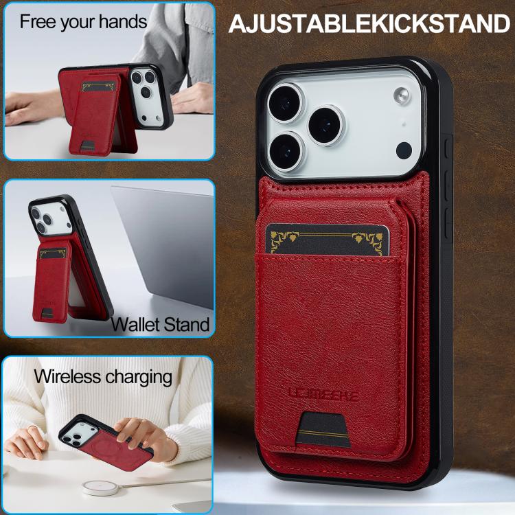 For iPhone 17 Pro LC.IMEEKE L3 Series Detachable RFID Card Bag Magsafe Phone Case(Red) - iPhone 17 Pro Cases by LC.IMEEKE | Online Shopping UK | buy2fix