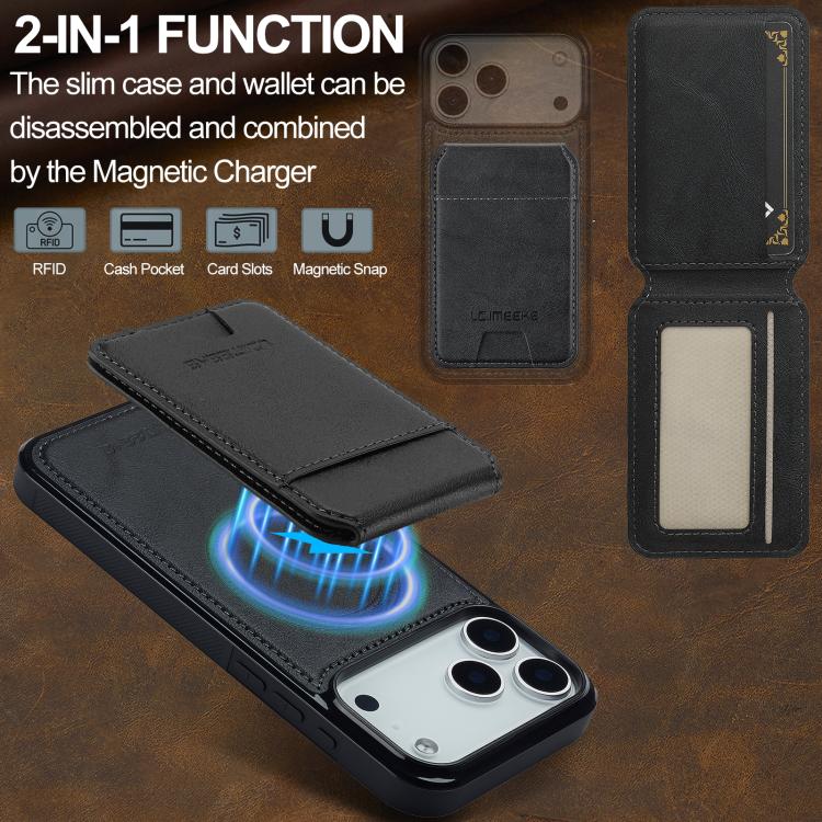 For iPhone 17 Pro Max LC.IMEEKE L3 Series Detachable RFID Card Bag Magsafe Phone Case(Black) - iPhone 17 Pro Max Cases by LC.IMEEKE | Online Shopping UK | buy2fix