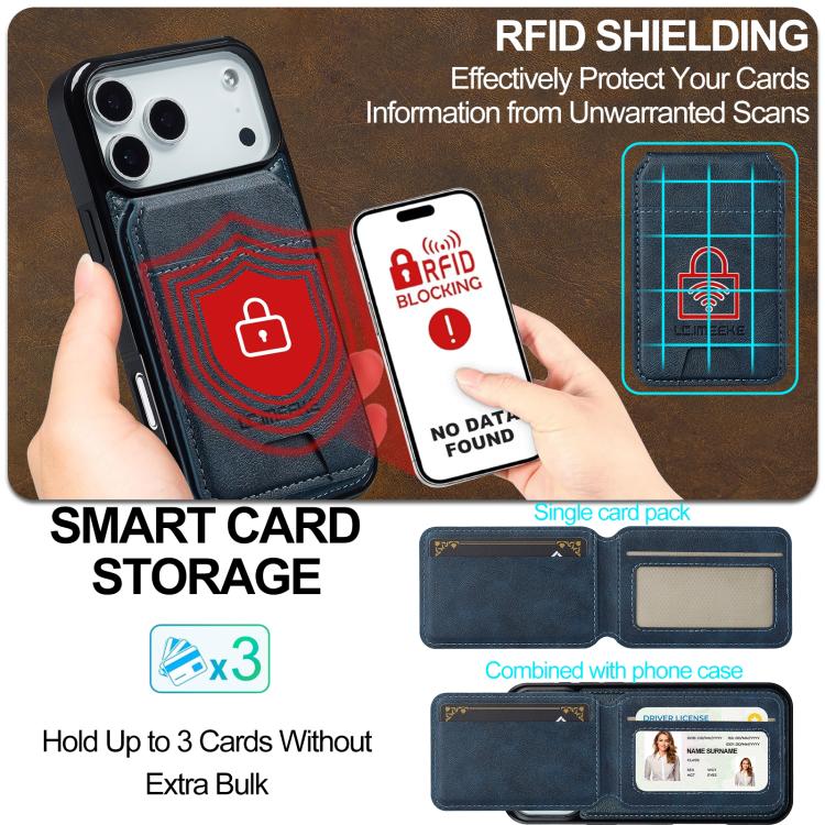 For iPhone 17 Pro Max LC.IMEEKE L3 Series Detachable RFID Card Bag Magsafe Phone Case(Blue) - iPhone 17 Pro Max Cases by LC.IMEEKE | Online Shopping UK | buy2fix