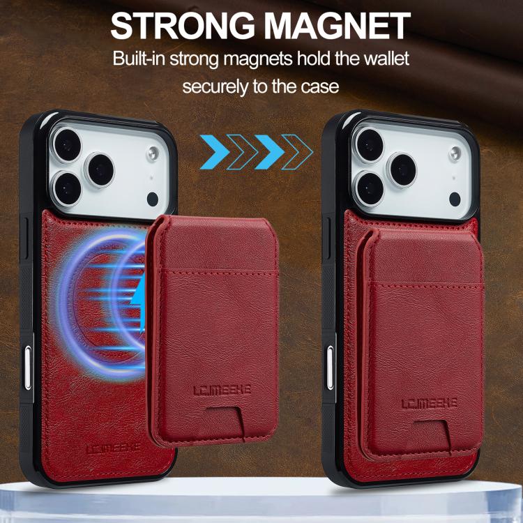 For iPhone 17 Pro Max LC.IMEEKE L3 Series Detachable RFID Card Bag Magsafe Phone Case(Red) - iPhone 17 Pro Max Cases by LC.IMEEKE | Online Shopping UK | buy2fix