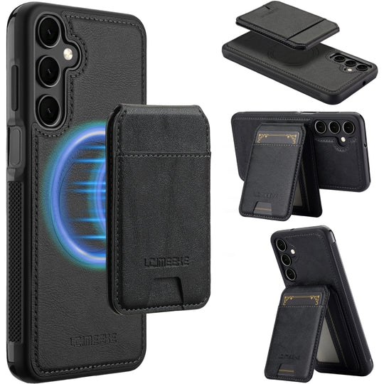 For Samsung Galaxy S23 FE 5G LC.IMEEKE L3 Series Detachable RFID Card Bag Magsafe Phone Case(Black)