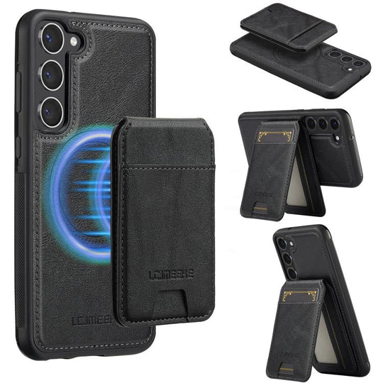 For Samsung Galaxy S25 5G LC.IMEEKE L3 Series Detachable RFID Card Bag Magsafe Phone Case(Black)