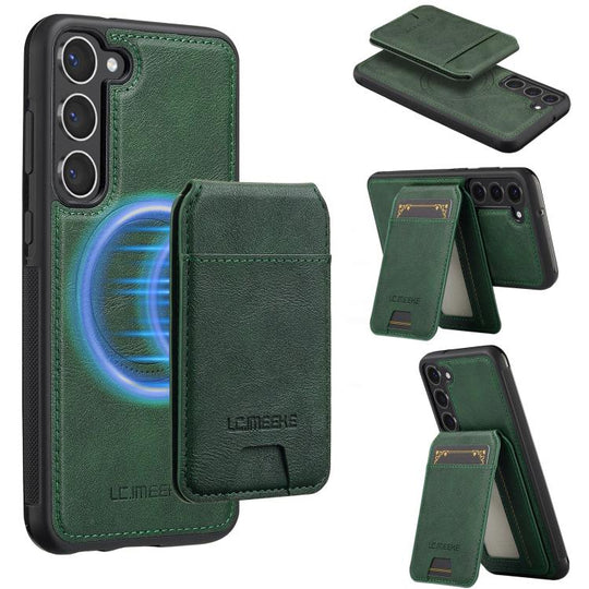 For Samsung Galaxy S25 5G LC.IMEEKE L3 Series Detachable RFID Card Bag Magsafe Phone Case(Green)