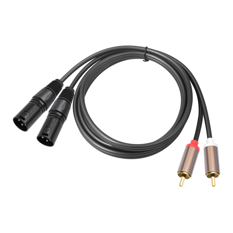 2 RCA Male to 2 XLR Male Audio Balance Cable, Length:1.5m(Black) by buy2fix