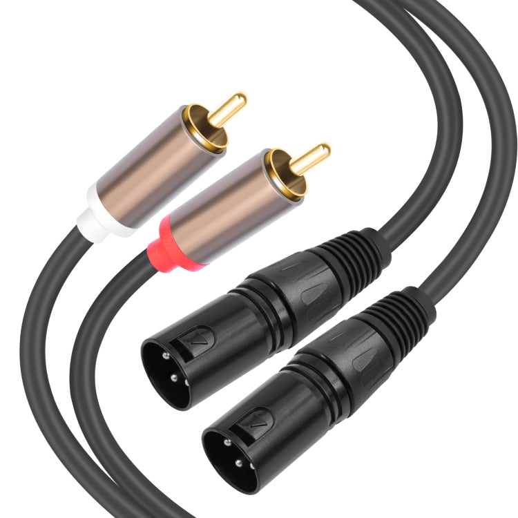 2 RCA Male to 2 XLR Male Audio Balance Cable, Length:3m(Black) by buy2fix