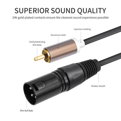 2 RCA Male to 2 XLR Male Audio Balance Cable, Length:3m(Black) by buy2fix