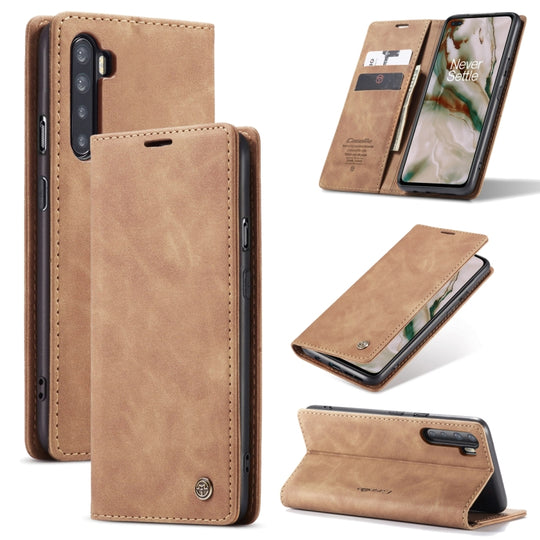 For OnePlus Nord CaseMe-013 Multifunctional Retro Frosted Horizontal Flip Leather Case with Card Slot & Holder & Wallet(Brown)