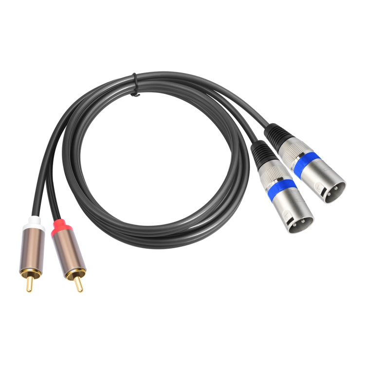 2 RCA Male to 2 XLR 3pin Male Audio Cable, Length:3m(Black Silver) by buy2fix
