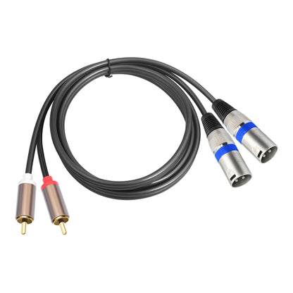 2 RCA Male to 2 XLR 3pin Male Audio Cable, Length:3m(Black Silver) by buy2fix