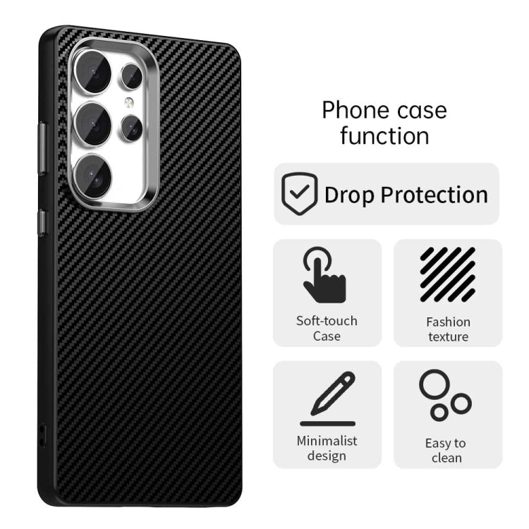 For Samsung Galaxy S25 Ultra 5G Carbon Fiber Series IMD Phone Case(Black) by buy2fix