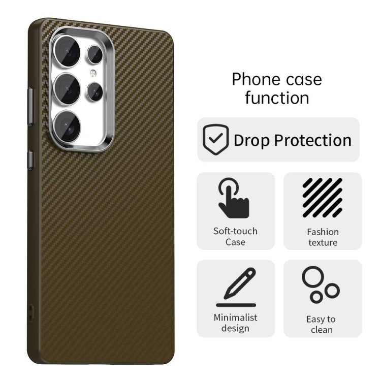 For Samsung Galaxy S25 Ultra 5G Carbon Fiber Series IMD Phone Case(Brown) by buy2fix