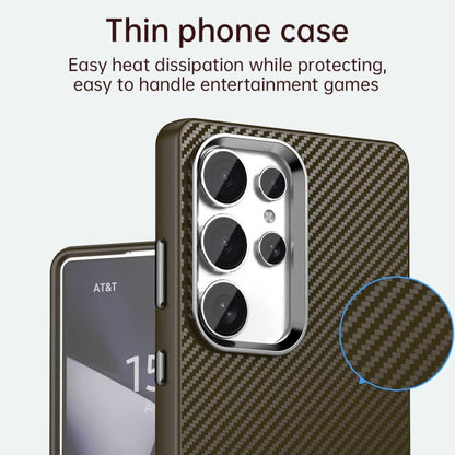 For Samsung Galaxy S25 Ultra 5G Carbon Fiber Series IMD Phone Case(Brown) by buy2fix