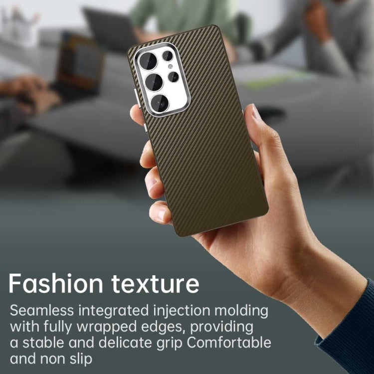 For Samsung Galaxy S25 Ultra 5G Carbon Fiber Series IMD Phone Case(Brown) by buy2fix