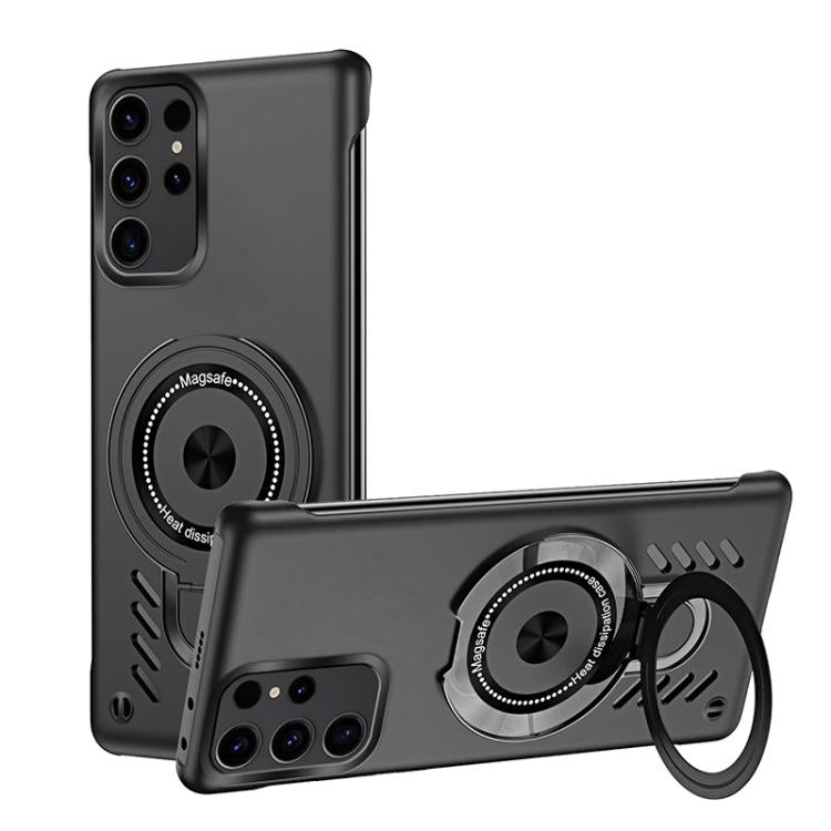 For Samsung Galaxy S25 Ultra 5G Ice Sense Series Graphene Cooling MagSafe Holder Phone Case(Black) by buy2fix