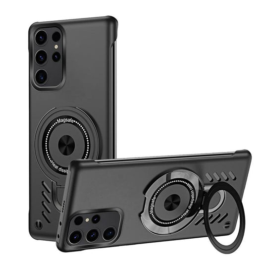 For Samsung Galaxy S25 Ultra 5G Ice Sense Series Graphene Cooling MagSafe Holder Phone Case(Black) by buy2fix