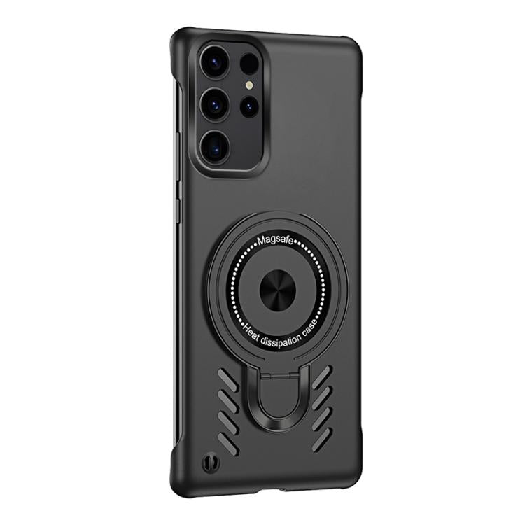 For Samsung Galaxy S25 Ultra 5G Ice Sense Series Graphene Cooling MagSafe Holder Phone Case(Black) by buy2fix