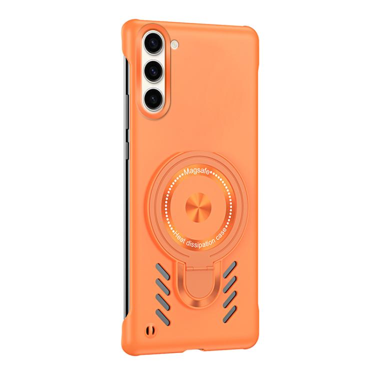 For Samsung Galaxy S25 5G Ice Sense Series Graphene Cooling MagSafe Holder Phone Case(Orange) by buy2fix