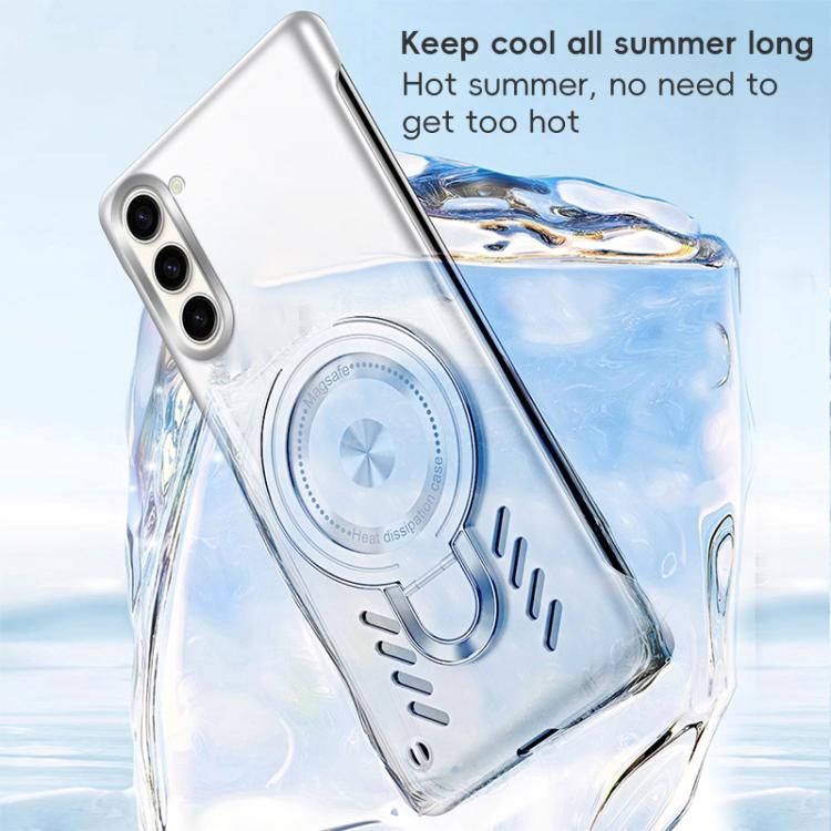 For Samsung Galaxy S25 5G Ice Sense Series Graphene Cooling MagSafe Holder Phone Case(Silver) by buy2fix