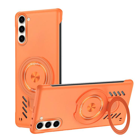 For Samsung Galaxy S25+ 5G Ice Sense Series Graphene Cooling MagSafe Holder Phone Case(Orange) by buy2fix