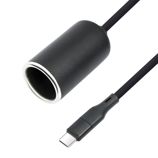 Type-C 5V to 12V Car Cigarette Lighter Socket Boost Cable with Voltage Display, Length:1m(Black) - Cigar Socket by buy2fix | Online Shopping UK | buy2fix