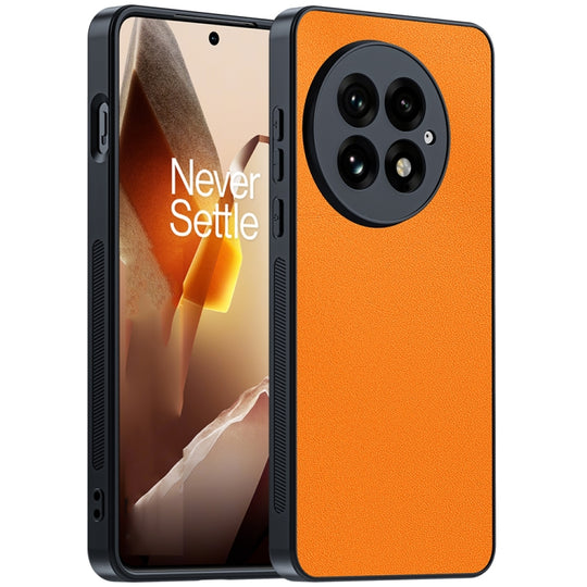 For OnePlus 13 Ultra-thin Plain Skin Leather Phone Case(Orange)