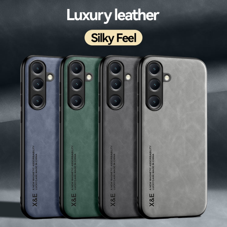 For Samsung Galaxy S25 5G Skin Feel Magnetic Leather Back Phone Case(Green) by buy2fix