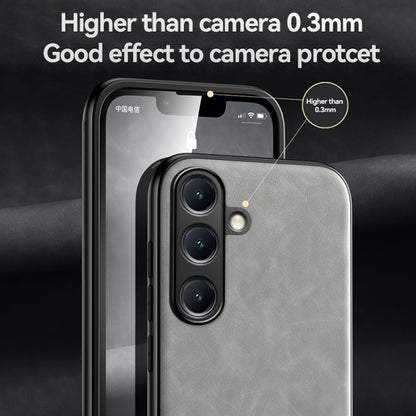 For Samsung Galaxy S25 5G Skin Feel Magnetic Leather Back Phone Case(Dark Grey) by buy2fix