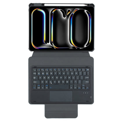 For iPad Pro 11 2024 L13-A 360 Rotation Acrylic Transparent Bluetooth Keyboard Leather Case With Touch Control(Black) - For iPad Pro by buy2fix | Online Shopping UK | buy2fix
