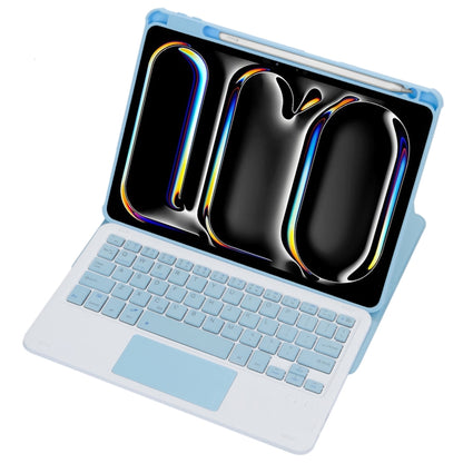 For iPad Pro 11 2024 L13-A 360 Rotation Acrylic Transparent Bluetooth Keyboard Leather Case With Touch Control(Blue) - For iPad Pro by buy2fix | Online Shopping UK | buy2fix