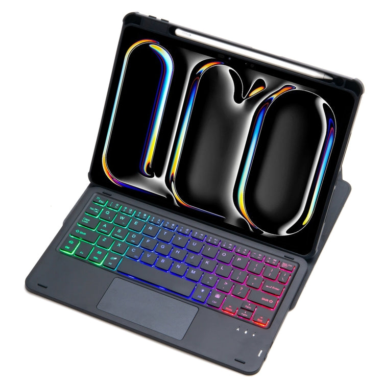 For iPad Pro 11 2024 L13-AS 360 Rotation Acrylic Transparent Bluetooth Keyboard Leather Case With Touch Control / Backlight(Black) - For iPad Pro by buy2fix | Online Shopping UK | buy2fix