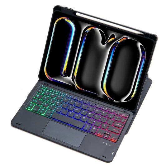 For iPad Pro 11 2024 L13-AS 360 Rotation Acrylic Transparent Bluetooth Keyboard Leather Case With Touch Control / Backlight(Black) - For iPad Pro by buy2fix | Online Shopping UK | buy2fix